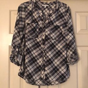 Notations Black & White Button Up Blouse Sz S